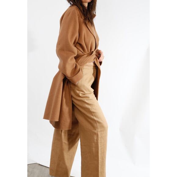 Unbranded Wool Beige Coat with MaxMara Linen Pants Set Suit Size 12 - Picture 2 of 16